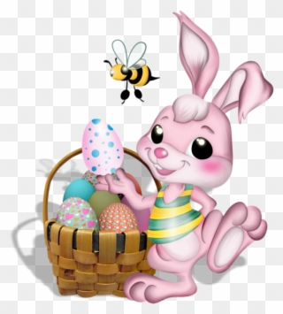Lapin De Pâques Panier Oeufs De Pâques Chocolat Printemps - Bunny Easter Png File Clipart