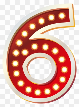 Red Number With Lights Png Clip Art - Number Six Clipart Transparent Png