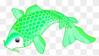 Green Koi Fish Sketch - Koi Fish Drawing Clipart