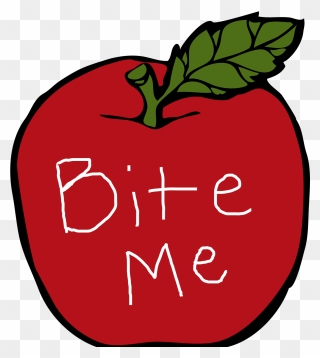 Bite Me Apple Clip Art At Clker - Apple Drawing Black And White - Png Download