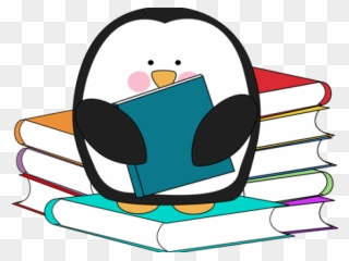 Vacation Clipart Winter - Penguin Reading A Book - Png Download