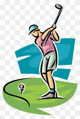 Golfer Swings Club Vector Image Illustration Of - Illustration Clipart
