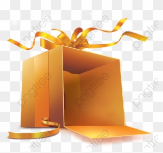 Gift Clipart Gold - Gold Gift Box Open - Png Download