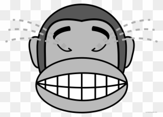 Monkey Emojis Animal Free Black White Clipart Images - Monkey Face Emoji Png Transparent Png