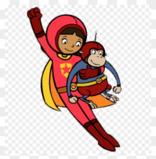 Download Wordgirl Flying Up With Captain Huggy Face - Theodd1sout Growing Up Without Cable Clipart