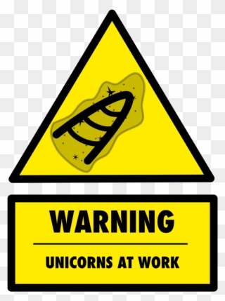 Unicorn Caution Sign By Burntcircuit - Danger Moving Machinery Sign Clipart