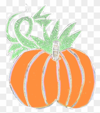 Chubby Pumpkins With Vine To Left And Large Leaf To - Pumpkin Clipart