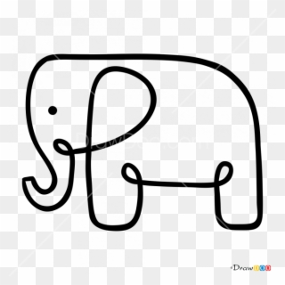 How To Draw Cute - Minimalist Elephant Drawing Clipart