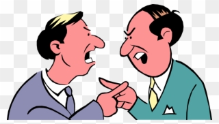 Vector Illustration Of Heated Argument Between Two - Two Men Arguing Cartoon Clipart