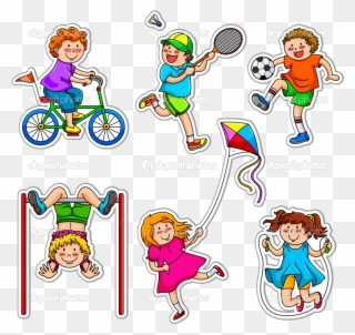Sports Kids Clipart Depositphotos Active Playing Transparent - Activities Done During Day Time - Png Download