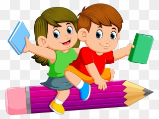 Children Courses - Kids Flying On Pencil Clipart