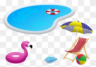 Swimming Pool Chair And Umbrella Flotation Clipart