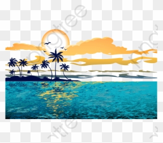Great Wave Background - Beach Sunset Png Clipart