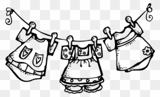Clipart Clothes On A Clothesline - Clothes Clip Art Black And White - Png Download