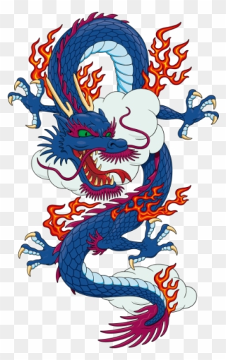 Blue Chinese Material Japanese Dragon T Shirt Vector - Japanese Chinese Dragon T Shirts Clipart