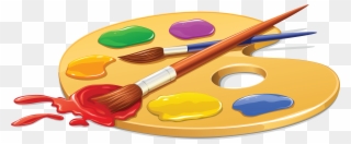 Palette Painting Brush Clip Art - Art Palette With Paint - Png Download