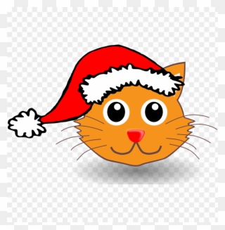 Free Png Cartoon Cat With Santa Hat Png Image With - Cat With Christmas Hat Clipart Transparent Png