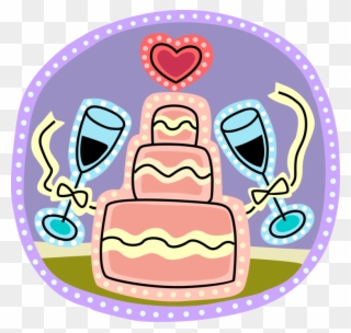 Vector Illustration Of Wedding Cake Traditional Cake - Wedding Cake And Champagne Clipart - Png Download