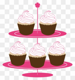 Cupcakes On Stand Clipart - Transparent Free Cupcake Clipart Png