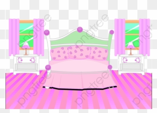 Indoor Scene Pink Floor Bedroom, Bedroom Clipart, Pink - 女生 房間 卡通 - Png Download