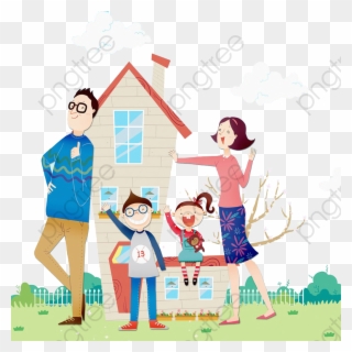 House And Family - Familia En Una Casa Clipart