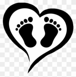 Heart Baby Babyfeet Silhouette - Baby Feet Heart Clip Art - Png Download