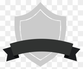 Gray Shield Badge With Black Ribbon - Ribbon Banner Red Png Clipart