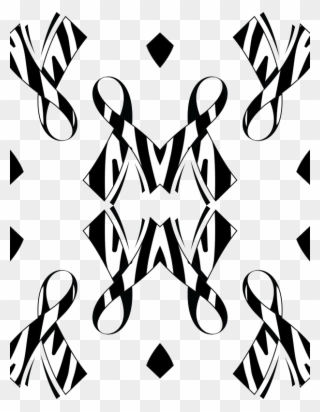 Carcinoid Cancer Ribbon, Black And White Cancer Ribbon, - Graphic Design Clipart