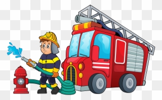 Cartoon Firefighter Pictures - Cartoon Fire Truck And Fireman Clipart