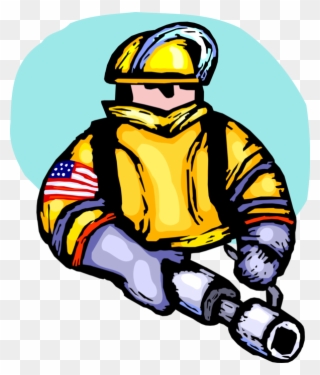 Vector Illustration Of Firefighter Fireman With Fire Clipart