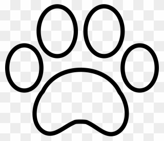 Tiger Paw Print Outline - White Paw Print Vector Clipart