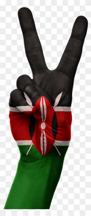 Kenya Flag Hand Symbol Peace Png Image - Kenya Flag Clipart
