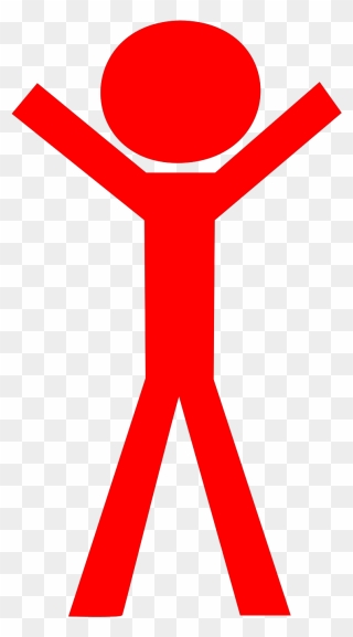 Person,stick,man,stick Man,raised Arms - Red Stick Figure Clipart
