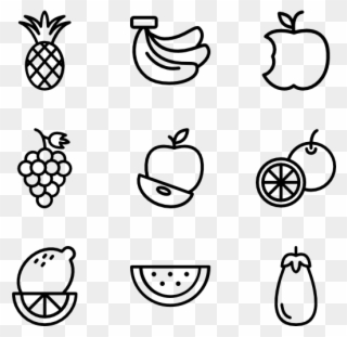 Apple Icons Free - Black And White Fruit Icon Png Clipart