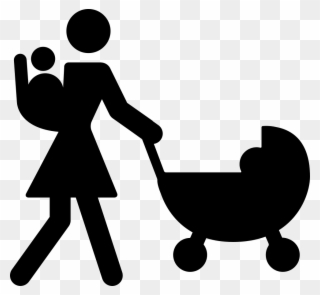 Vector Royalty Free Download Mother Walking With Baby - Mom Stroller Icon Clipart