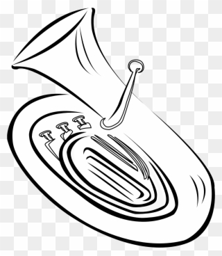 Cartoon Tuba Black And White Clipart