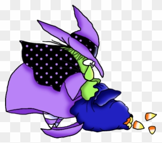 Funny Witch With Candies Halloween Clipart - Cartoon - Png Download