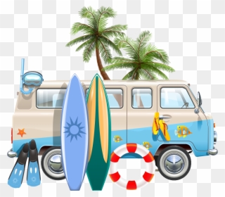 And Surfboard Car Illustration Euclidean Vector Stock - Surfer Van Transparent Background Clipart