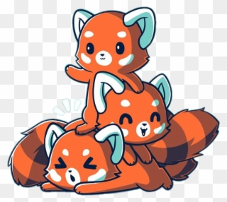 #freetoedit #cute #kawaii #redpanda #friends #hug #happy - Cute Red Panda Cartoon Clipart
