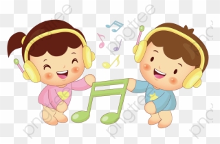 Child Listening To Music Listening To Music Clipart - Bé Học Hát - Png Download