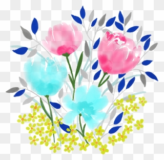 Watercolour Flowers Spring Nature Floral Watercolor - Kezzel Rajzolt Virag Hatterkep Clipart