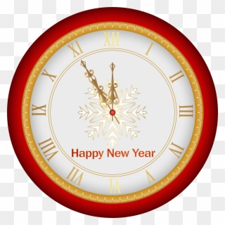 Happy New Year Clock Red Clip Art Image - Png Download