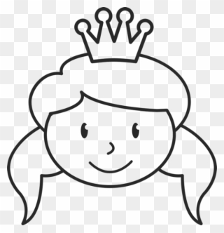 Girl Face With Crown And Pigtails Stamp Stick Figure - Stick Figure Crown Clipart