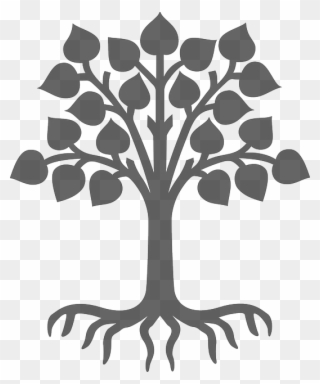 Plant, Silhouette, Grey, Tree, Leaves, Wood, Roots - Child Care Clipart