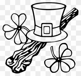 Hat Black, Outline, Tree, White, Branch, Clothing, - St Patrick Day Cliparte - Png Download