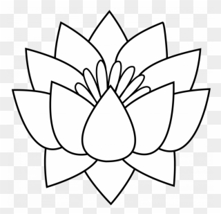 Large Size Of Girl Drawing Clipart Black And White - Cartoon Pics Of Lotus Flower - Png Download