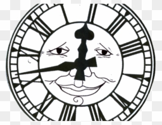 Drawn Clock Alice In Wonderland - Round Seating Wedding Ceremony Clipart