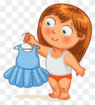 Girl Getting Dressed Clipart - Png Download