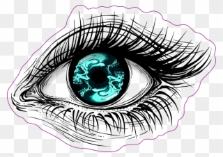 Human Eye With Blue Skull Iris Sticker - Eye Hypnosis Drawing Clipart