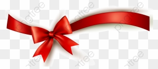 Red Ribbon With Gift Transparent Background - Ribbon Png Clipart
